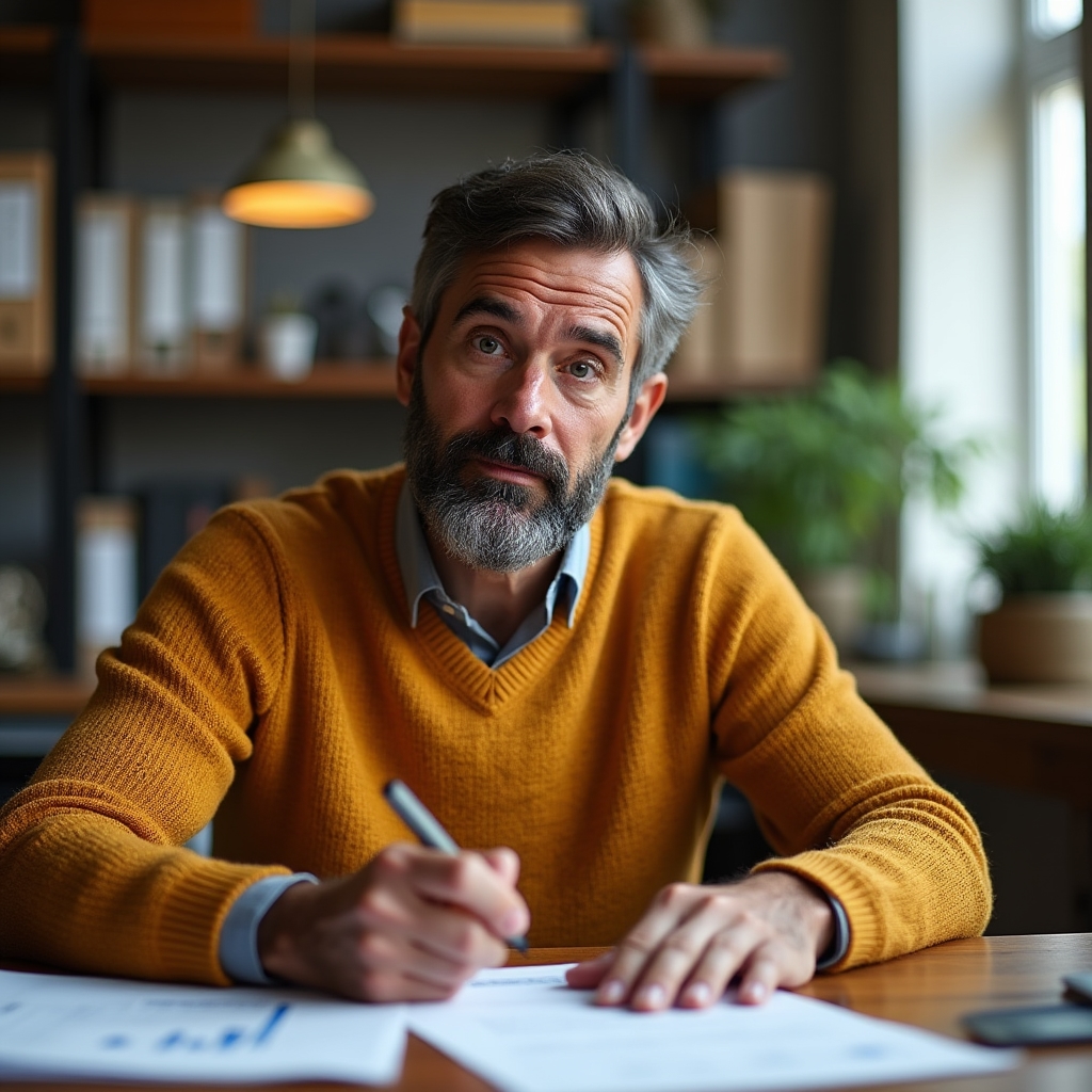 Coordinador de formación revisando materiales del programa en su despacho