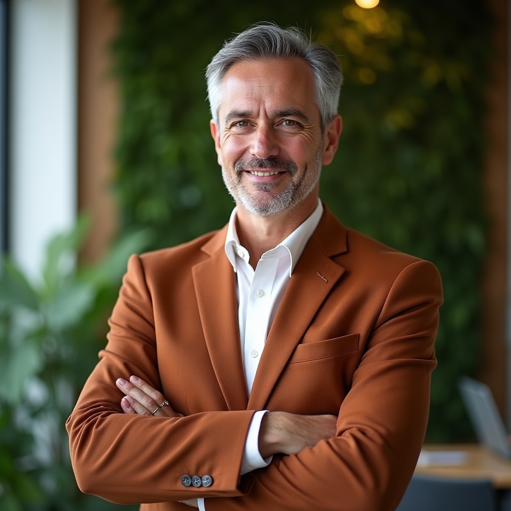 Mentor del programa de liderazgo, hombre de mediana edad con expresión reflexiva